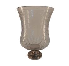 Vaso Decorativo Base Metal Todo Trabalhado Cristal Formosa