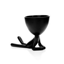 Vaso Decorativo Bob Robert Plant Deitado Em Poliresina Preto 13x14x10 cm M02 - D'Rossi