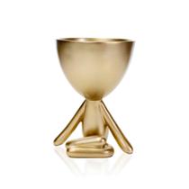 Vaso Decorativo Bob Robert Planta Em Poliresina Dourado 14,5x11x10 cm M02 - D'Rossi
