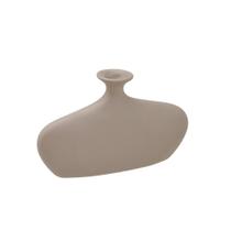 Vaso decorativo bojudo em ceramica marrom 23cm