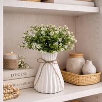 Vaso Decorativo Branco Com Buque Flores Artificiais Realistas decoração minimalista para casa escritórios vasos para estante centro de mesa