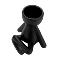 Vaso Decorativo Bravadecor Bob Robert Planta Em Cerâmica Preto