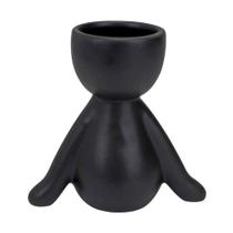 Vaso Decorativo Bravadecor Bob Suculentas Em Cerâmica Preto