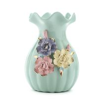 Vaso Decorativo Buquê Flores Em Porcelana Com Fios Dourados - Ayliv