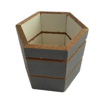 Vaso Decorativo Cachepot Cinza Planta 7cm Sextavado - 3 Un.