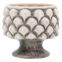 Vaso Decorativo Cachepot Com Pé De Cerâmica Creme 15x16cm - NH