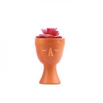 Vaso Decorativo Cachepot Face em Cerâmica com Suculenta - Art House