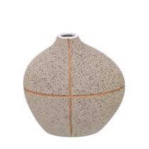 Vaso decorativo cerâmica 21,5cm bege dourado e marrom