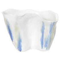 Vaso decorativo ceramica branco e azul florarte 20cm Vaso decorativo ceramica branco e azul florarte 20cm