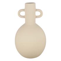 Vaso decorativo ceramica com alca iii bege rustico 24,5cm