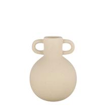 Vaso decorativo ceramica com alca iv bege rustico 16,5cm