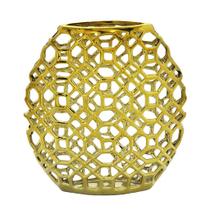 Vaso Decorativo Cerâmica Dourado Lotus 29x12X30cm - Mabruk