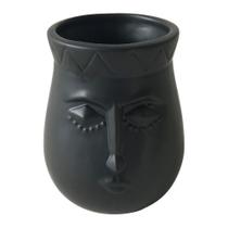 Vaso Decorativo Cerâmica Face Preto 12x11cm BTC