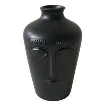 Vaso Decorativo Cerâmica Face Preto 18x11cm BTC