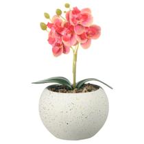 Vaso Decorativo Cerâmica Flor Orquídea Artificial Vasinho Planta Arranjo Lembrancinha Mesa Sala Varanda