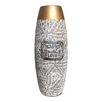 Vaso Decorativo Cerâmica Love 12x30cm - Marca Barcode Bars Space, com Proteção Inferior para Móveis