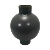 Vaso Decorativo Ceramica Nobre Preta Base e Boca