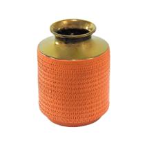 Vaso Decorativo Ceramica Salmão Texturizada Tradicional Luxo