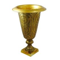 Vaso Decorativo Classico Alumínio Dourado Desenhos Luxo