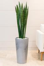 vaso decorativo coluna ibiza marmorizada 40cm em polietileno