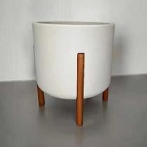 Vaso Decorativo Com Pé De Madeira Nórdico Cachepot Para Plantas Sala Escritório Decoração Moderna