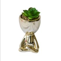 Vaso decorativo com suculenta artificial