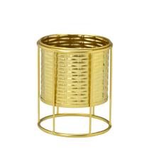 Vaso Decorativo com Suporte Super Gold 19cm dourado - Espressione