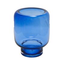 Vaso Decorativo Cristal Azul com Base Design Tradicional