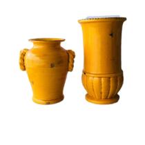 Vaso Decorativo de Cerâmica Amarela 21cm e 27cm de altura, 2un ZigHome