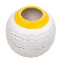 Vaso decorativo de cerâmica branco/amarelo 14x13cm - wolff