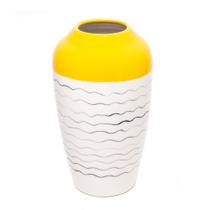Vaso decorativo de cerâmica branco/amarelo 16x28cm - wolff