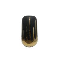 Vaso Decorativo de Cerâmica Preto com Pintura Dourada - Master Decor