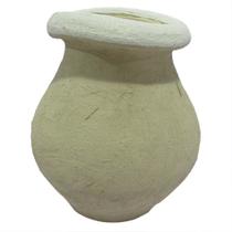 Vaso decorativo de cimento rustico bege c/borda branca