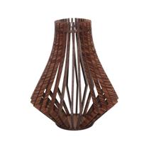 Vaso Decorativo De Madeira Artesanal Diamante P 16x13cm