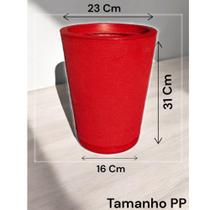 Vaso decorativo de planta 31x23cm polietileno escovado com prato Vaso decorativo de planta 31x23cm polietileno escovado com prato