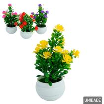 Vaso Decorativo de Plástico 15cm com Flor Color - Tudo em Caixa