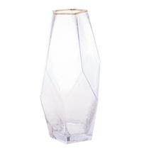 Vaso Decorativo de Vidro c/ borda dourada Ambar Taj 8x20,5cm