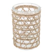 Vaso Decorativo de Vidro e Fibra Natural 10cm x 13cm Wolff Vaso Decorativo de Vidro e Fibra Natural 10cm x 13cm Wolff