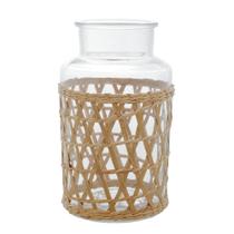 Vaso Decorativo de Vidro e Fibra Natural 12,522,5cm Wolff Vaso Decorativo de Vidro e Fibra Natural 12,522,5cm Wolff