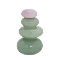 Vaso Decorativo De Vidro Grande Gomos Com Tampa Rosa Verde