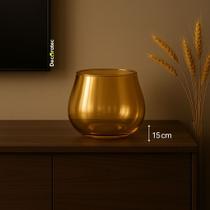 Vaso decorativo de vidro roma ambar 15 cm x 14,50 cm para flores artificiais sala, quarto.