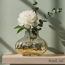 Vaso Decorativo de Vidro Solitaire P Degradê Dourado e Textura Orgânica Vaso Decorativo de Vidro Solitaire P Degradê Dourado e Textura Orgânica