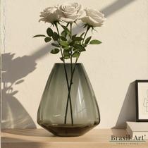 Vaso Decorativo de Vidro Triângulo Fumê Geometria Minimalista Vaso Decorativo de Vidro Triângulo Fumê Geometria Minimalista