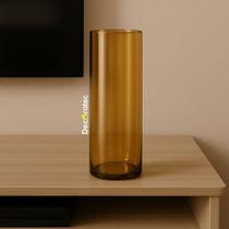 Vaso decorativo de vidro tubo 10cm x 30cm ambar para flores artificiais sala, quarto.