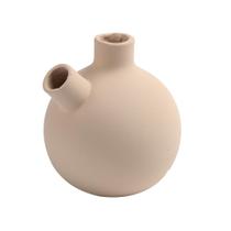 Vaso decorativo detalhe formas retas em ceramica bege