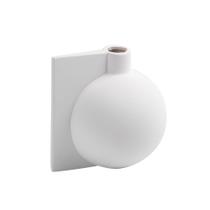 Vaso decorativo detalhe formas retas em ceramica branco