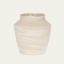 Vaso Decorativo em Cerâmica Bege Marmorizado 23cm - Mart