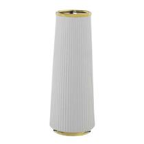 Vaso decorativo em ceramica branco E dourado 41cm