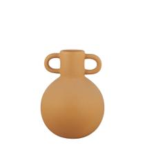 Vaso decorativo em ceramica caramelo com alca ivc 16,5cm