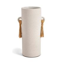 Vaso Decorativo em Cerâmica com Detalhe em Corda Branco Mart Vaso Decorativo em Cerâmica com Detalhe em Corda Branco Mart